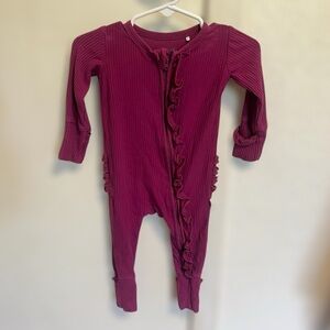Gigi And Max Purple Ruffle Butt Bamboo Footie Sleeper 3-6 Months